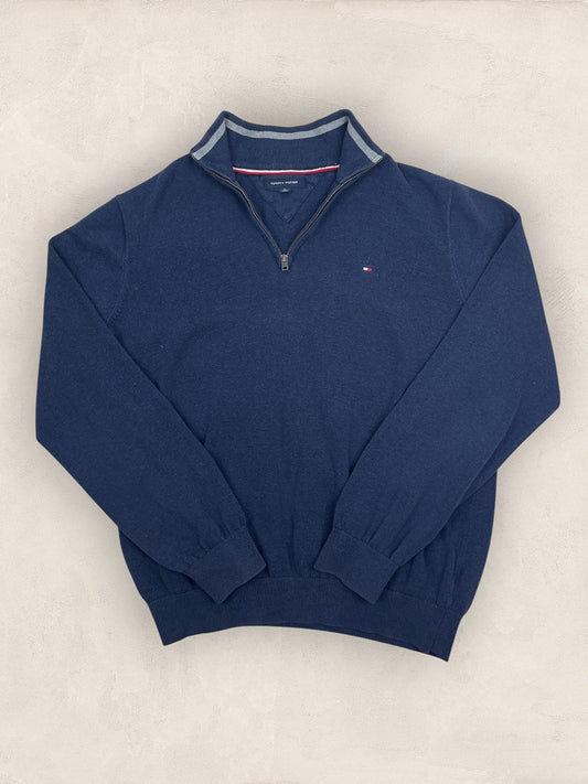 Pull 1/4 zip Tommy Hilfiger - Homme Xl - Bleu - Coton - Très bon état - Ts0220
