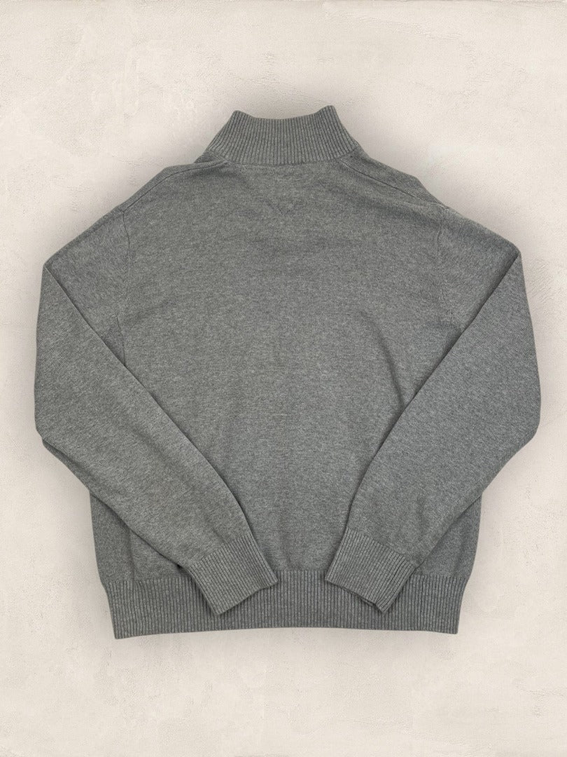 Pull 1/4 zip Tommy Hilfiger - Homme L - Gris - Coton - Tbe - TS0219