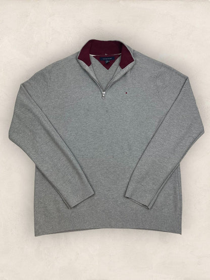 Pull 1/4 zip, Demi-zip Tommy Hilfiger - Homme Xxl - Gris - - Coton - Bon état - Ts0232