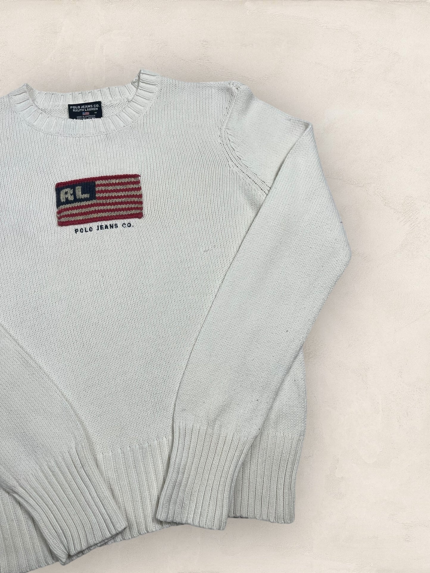 Pull Ralph Lauren Flag/Drapeau Americain Blanc M Femme Ref : 2594