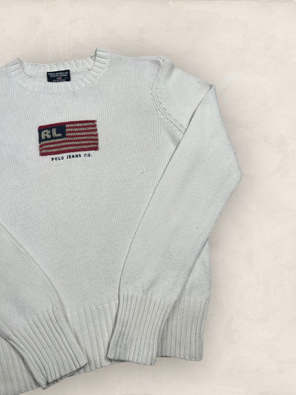 Pull Ralph Lauren Flag/Drapeau Americain Blanc M Femme Ref : 2594