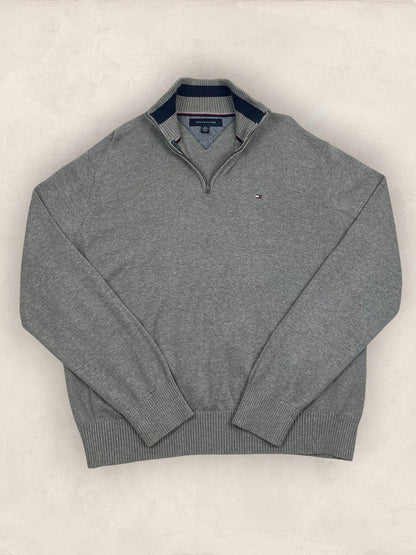 Pull 1/4 zip Tommy Hilfiger - Homme L - Gris - Coton - Tbe - TS0219