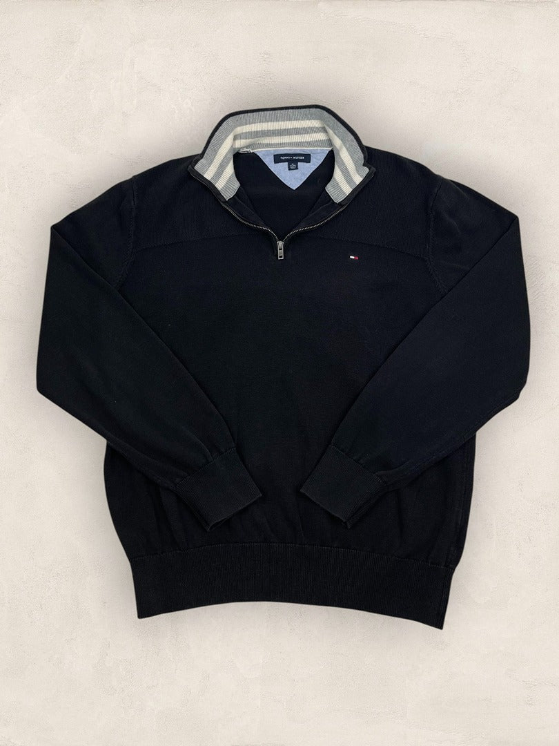 Pull 1/4 zip Tommy Hilfiger - Homme Xl - Noir - Coton - Très bon état - Ts0223
