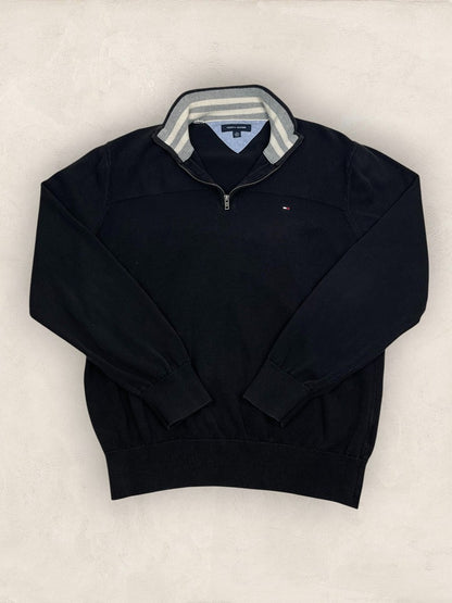 Pull 1/4 zip Tommy Hilfiger - Homme Xl - Noir - Coton - Très bon état - Ts0223