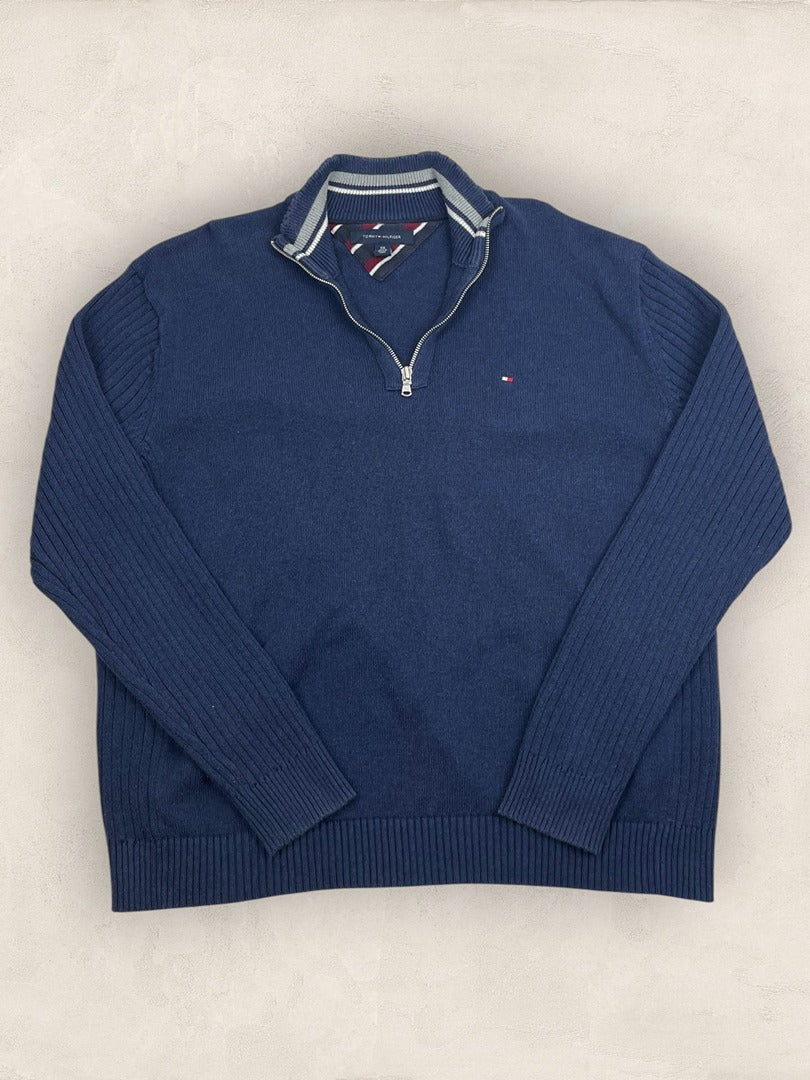 Pull Demi-zip Tommy Hilfiger - Homme Xxl - Marine - Coton - Ts0230