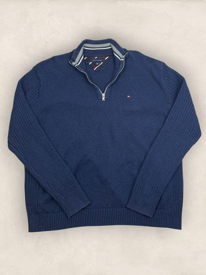 Pull Demi-zip Tommy Hilfiger - Homme Xxl - Marine - Coton - Ts0230