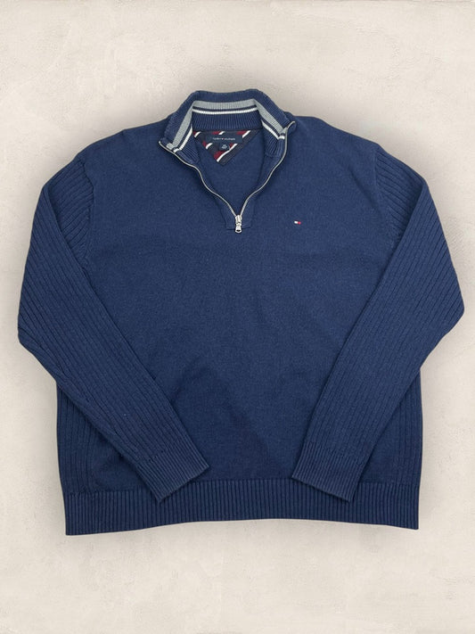 Pull Demi-zip Tommy Hilfiger - Homme Xxl - Marine - Coton - Ts0230