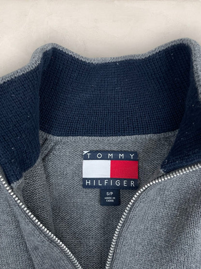 Pull 1/4 zip, Demi-zip Tommy Hilfiger - Homme S - Gris - Coton - très bon état - Ts0234