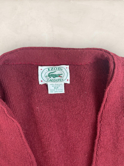 Cardigan Homme Lacoste Izod Bordeaux XL Ref:3339 - Bordeaux - XL - amifrip