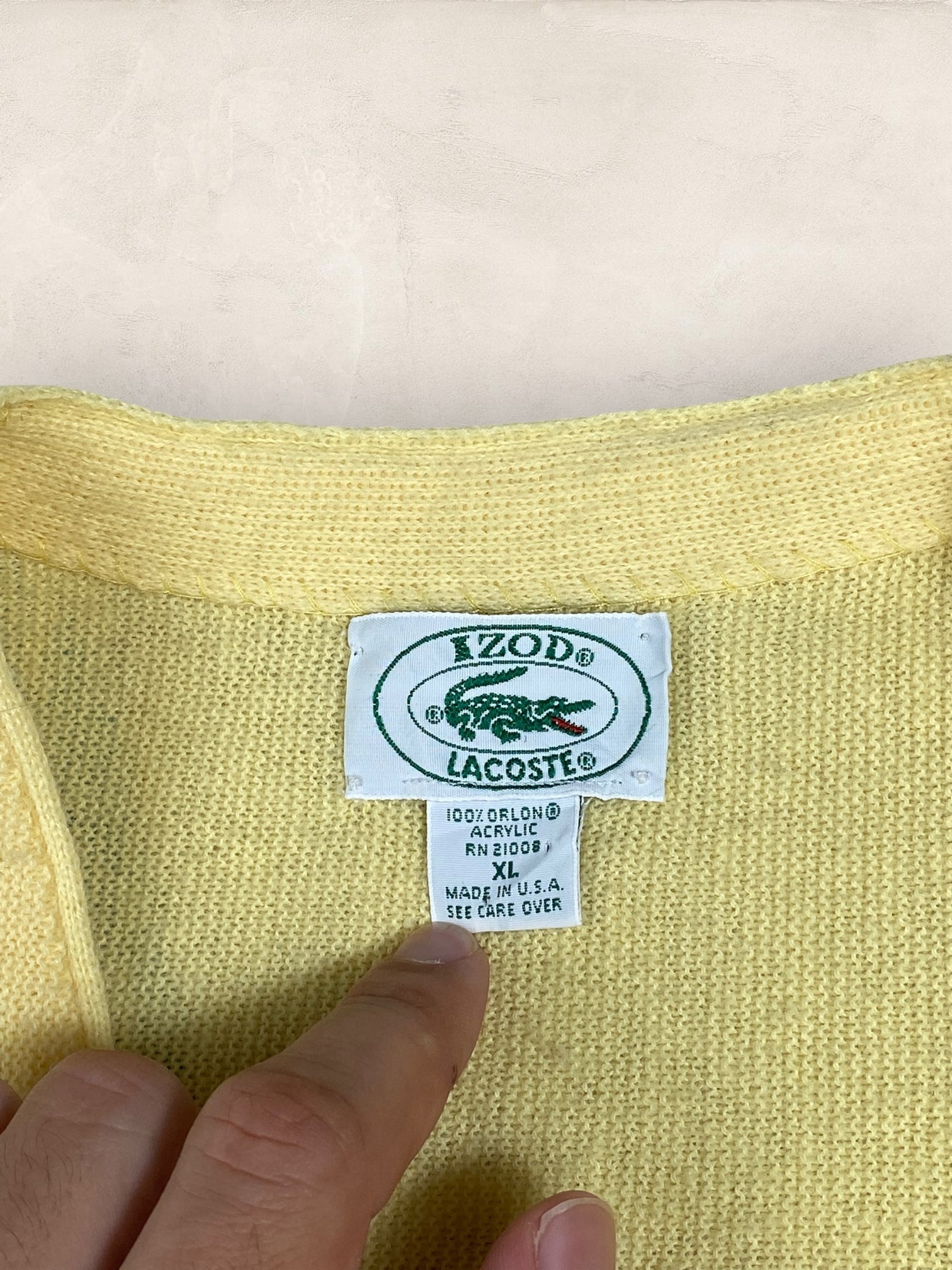 Cardigan Homme Lacoste JAUNE XL Ref:2852 - JAUNE - XL - amifrip - Friperie en ligne et vêtements vintage