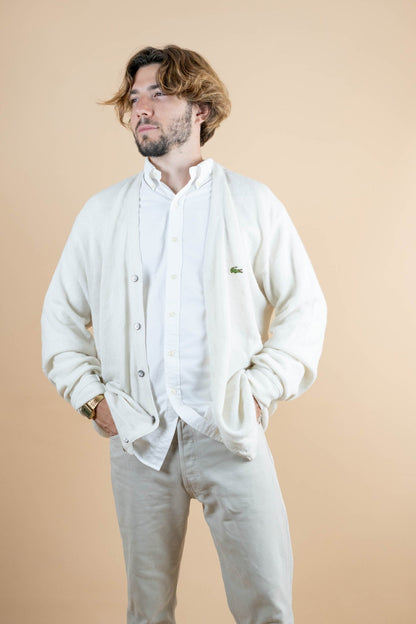 Cardigan Lacoste Izod ref: 1245 - BLANC - L - amifrip - Friperie en ligne et vêtements vintage