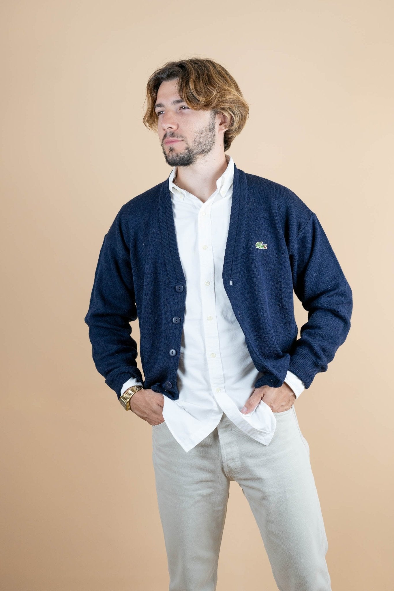 Cardigan Lacoste ref: 1218 - BLEU MARINE - S - amifrip - Friperie en ligne et vêtements vintage