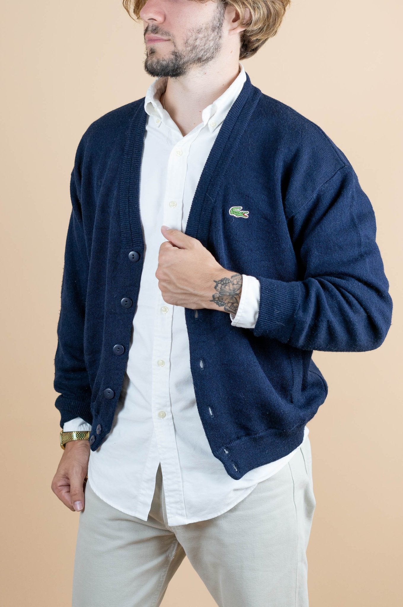 Cardigan Lacoste ref: 1218 - BLEU MARINE - S - amifrip - Friperie en ligne et vêtements vintage