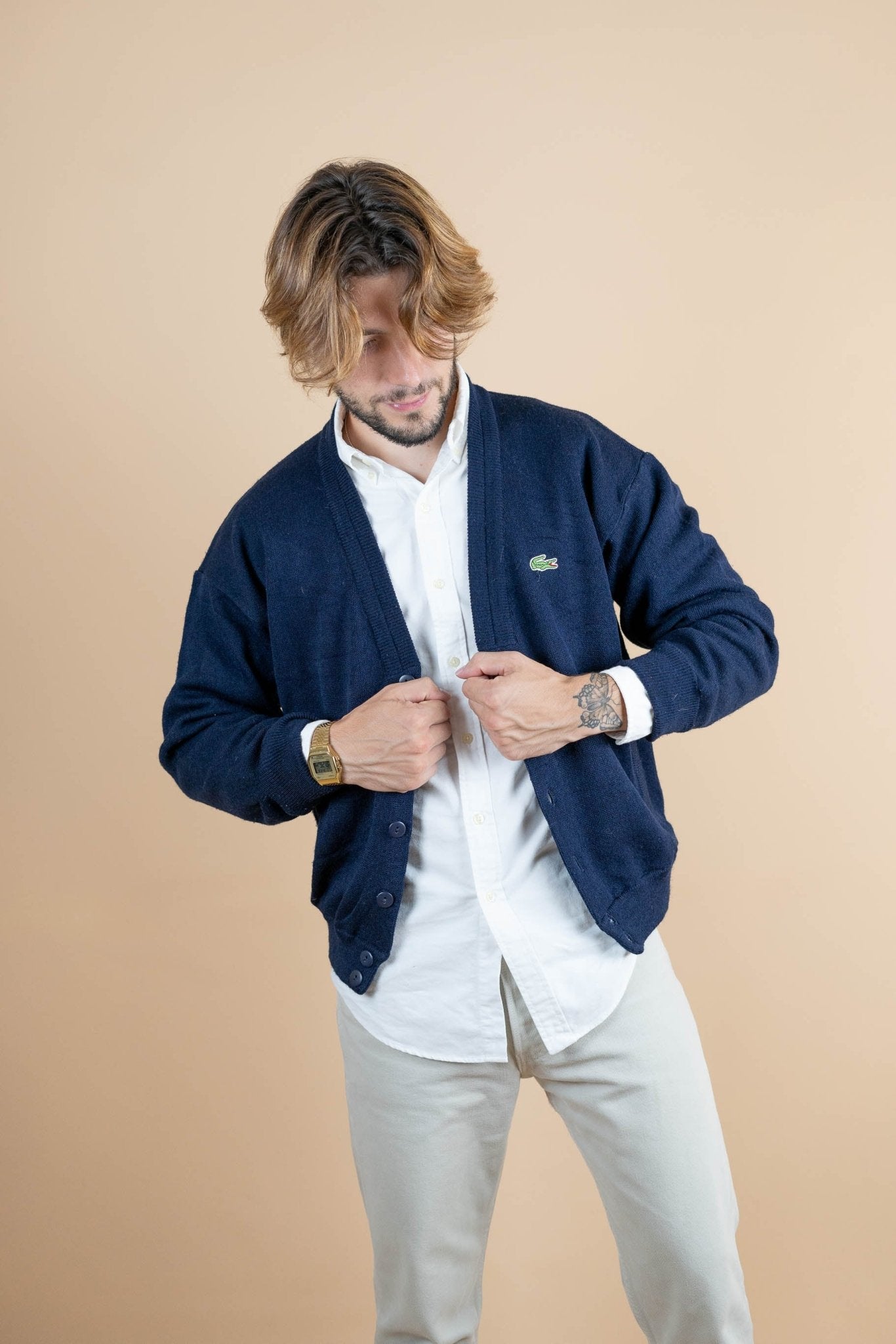 Cardigan Lacoste ref: 1218 - BLEU MARINE - S - amifrip - Friperie en ligne et vêtements vintage