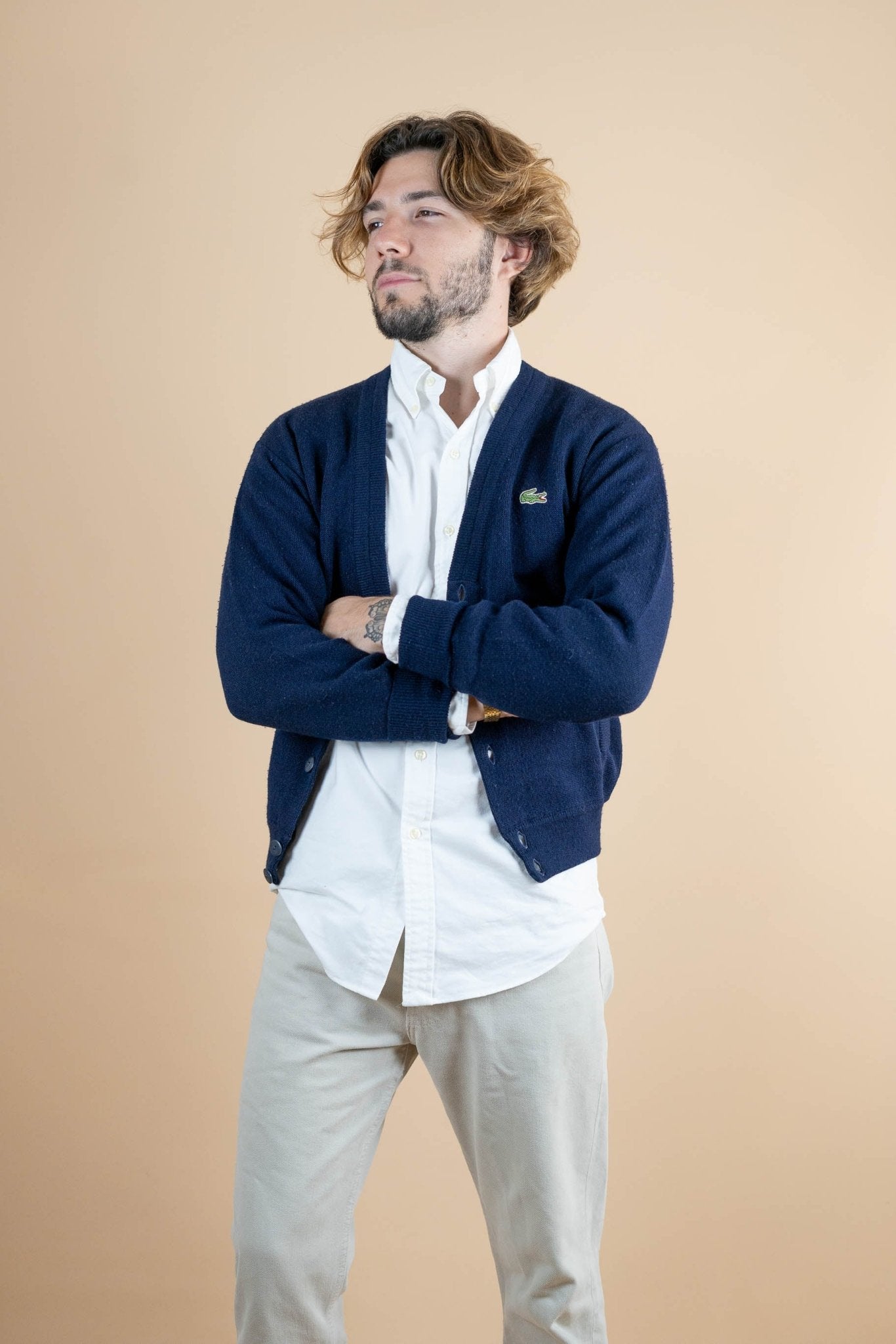 Cardigan Lacoste ref: 1254 - BLEU MARINE - S - amifrip - Friperie en ligne et vêtements vintage
