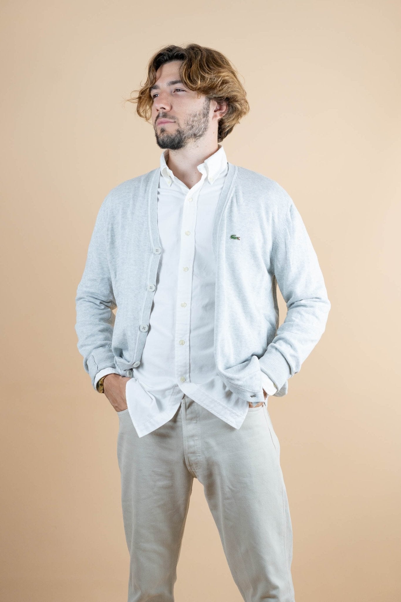 Cardigan Lacoste ref: 1265 - GRIS - L - amifrip - Friperie en ligne et vêtements vintage