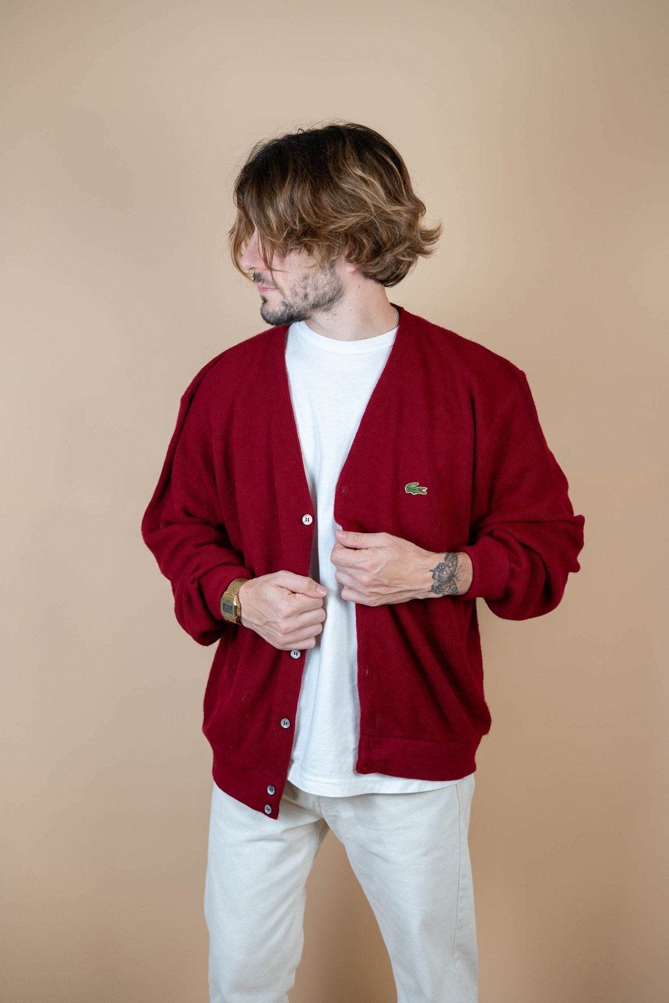 Cardigan Lacoste Vintage ref: 1610 - BORDEAUX - L - amifrip - Friperie en ligne et vêtements vintage