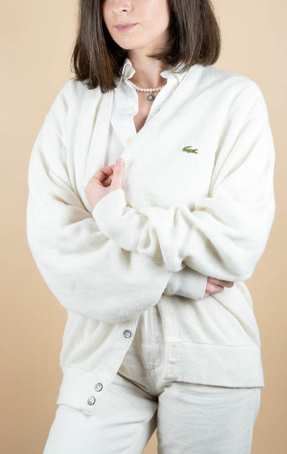 Cardigan Lacoste Vintage ref: 1613 - BLANC - M - amifrip - Friperie en ligne et vêtements vintage
