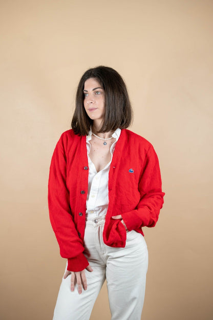 Cardigan Lacoste Vintage ref: 1615 - ROUGE - M - amifrip - Friperie en ligne et vêtements vintage