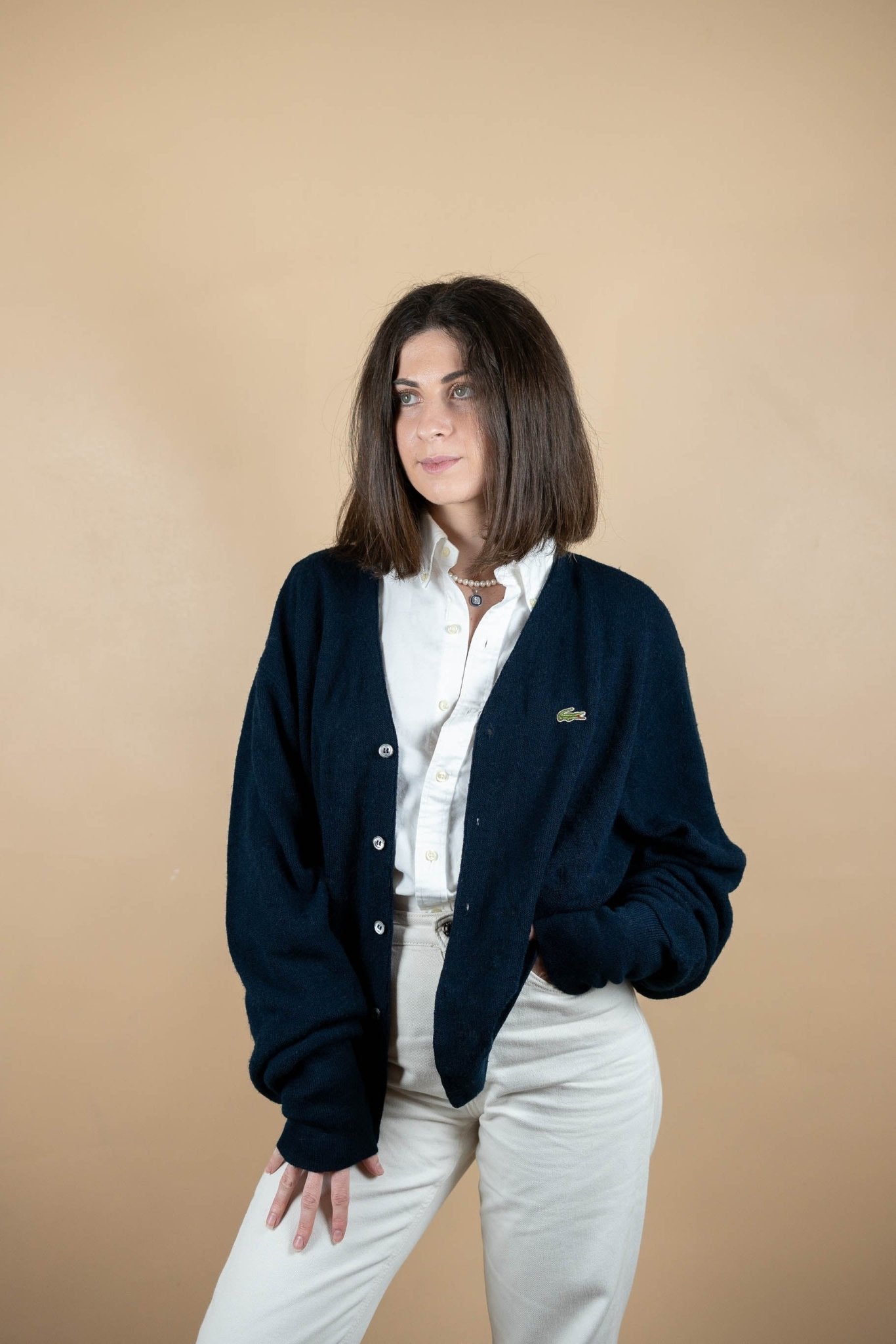 Cardigan Lacoste Vintage ref: 1621 - BLEU MARINE - XL - amifrip - Friperie en ligne et vêtements vintage
