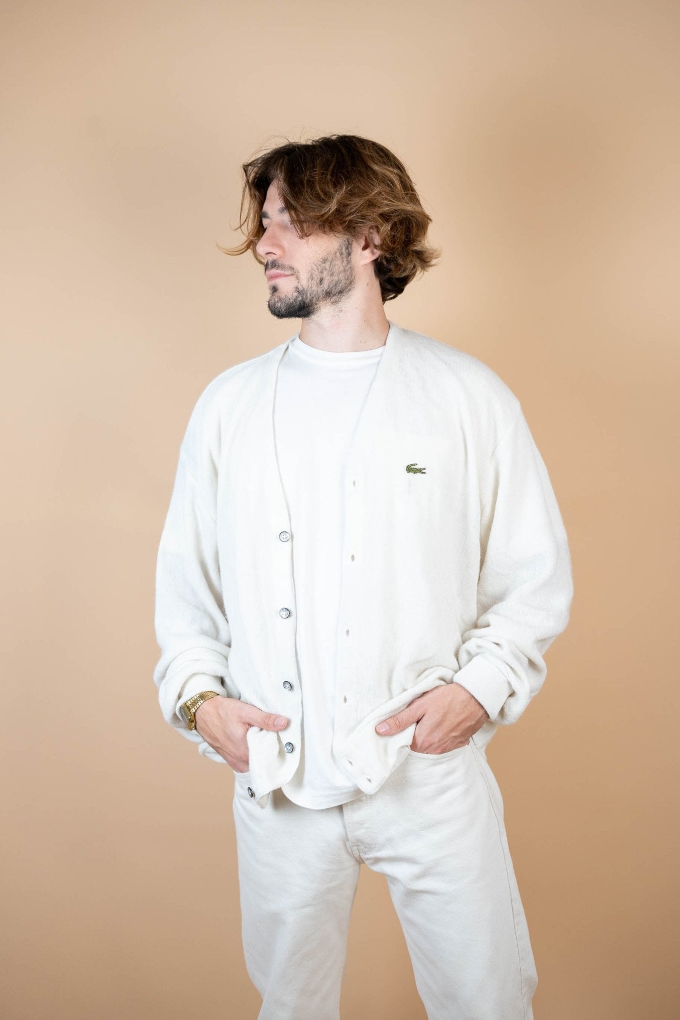 Cardigan Lacoste Vintage ref: 1623 - BLANC - XL - amifrip - Friperie en ligne et vêtements vintage