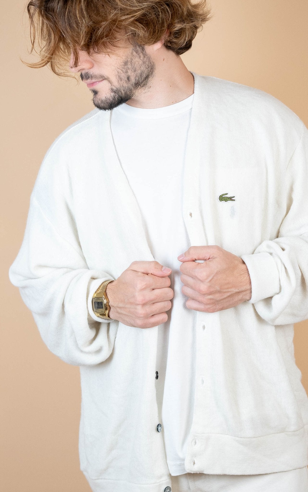 Cardigan Lacoste Vintage ref: 1623 - BLANC - XL - amifrip - Friperie en ligne et vêtements vintage