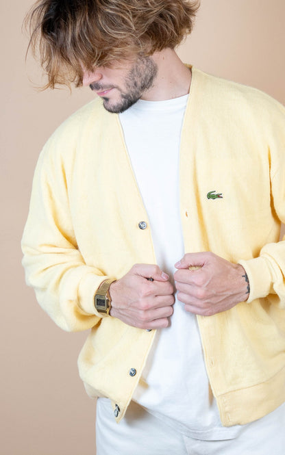 Cardigan Lacoste Vintage ref: 1625 - JAUNE - L - amifrip - Friperie en ligne et vêtements vintage