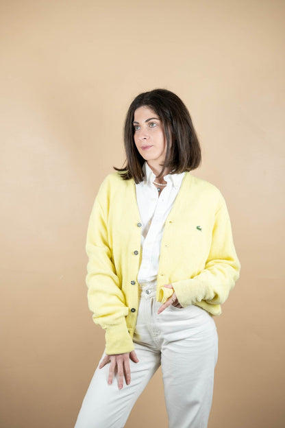 Cardigan Lacoste Vintage ref: 1627 - JAUNE - M - amifrip - Friperie en ligne et vêtements vintage