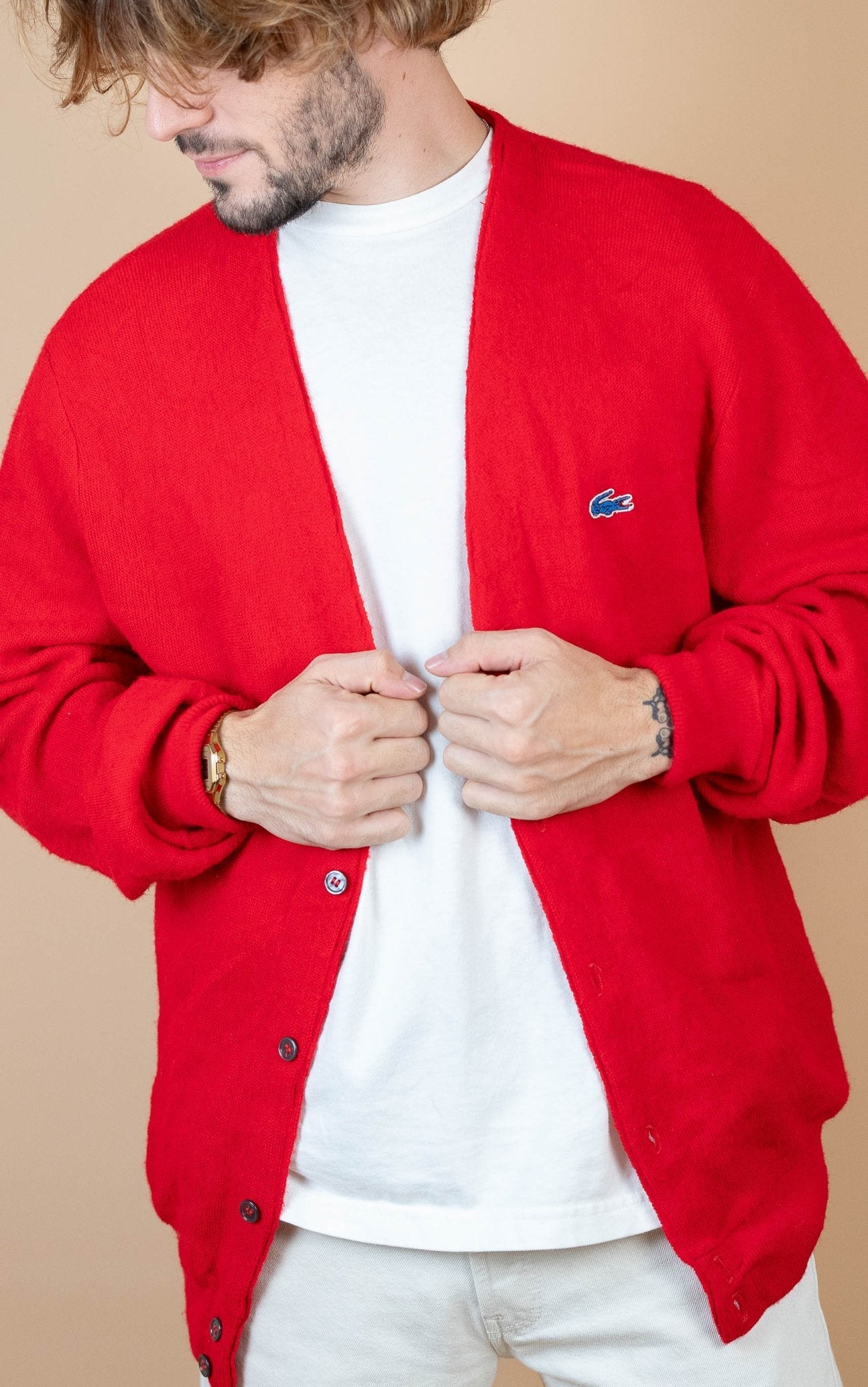 Cardigan Lacoste Vintage ref: 1635 - ROUGE - XL - amifrip - Friperie en ligne et vêtements vintage