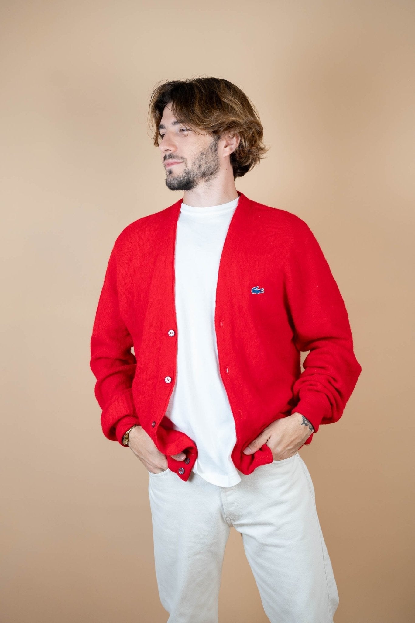 Cardigan Lacoste Vintage ref: 1635 - ROUGE - XL - amifrip - Friperie en ligne et vêtements vintage