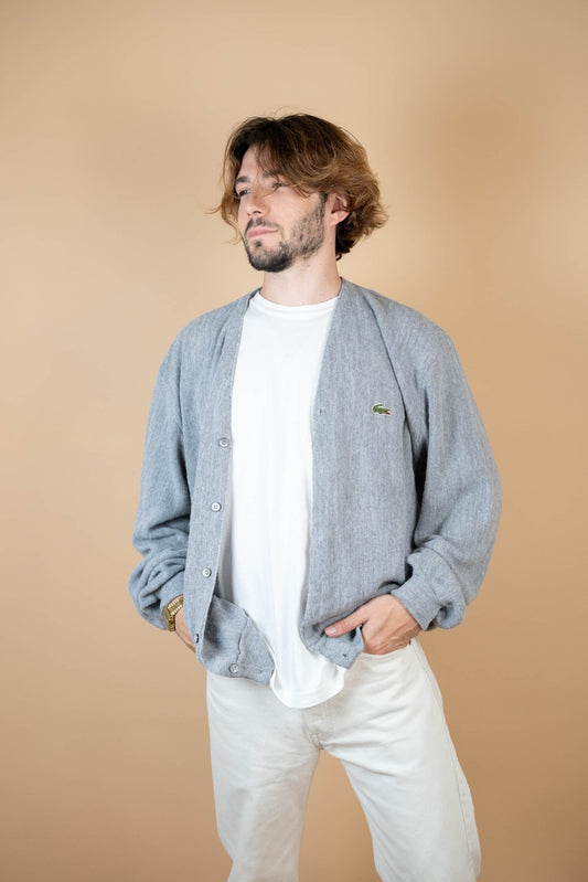 Cardigan Lacoste Vintage ref: 1636 - GRIS - XL - amifrip - Friperie en ligne et vêtements vintage