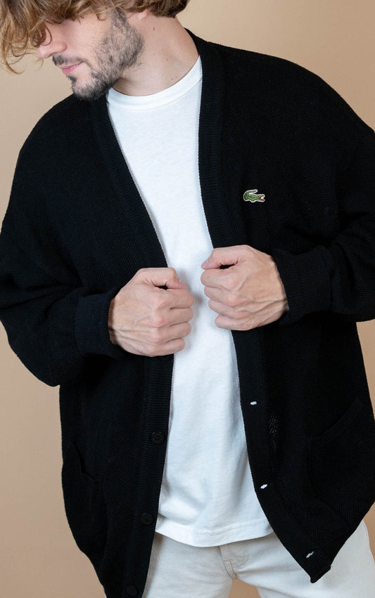 Cardigan Lacoste Vintage ref: 1639 - NOIR - XXL - amifrip - Friperie en ligne et vêtements vintage