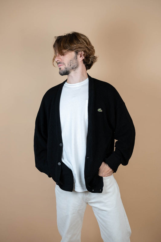 Cardigan Lacoste Vintage ref: 1639 - NOIR - XXL - amifrip - Friperie en ligne et vêtements vintage