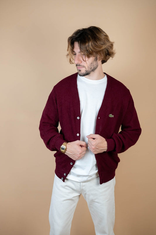 Cardigan Lacoste Vintage ref: 1643 - BORDEAUX - M - amifrip - Friperie en ligne et vêtements vintage