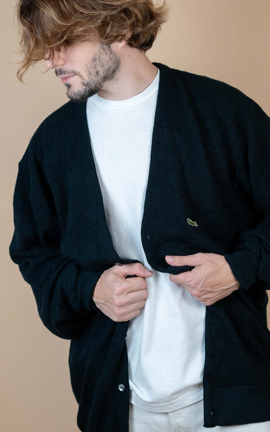 Cardigan Lacoste Vintage ref: 1648 - NOIR - 3XL - amifrip - Friperie en ligne et vêtements vintage