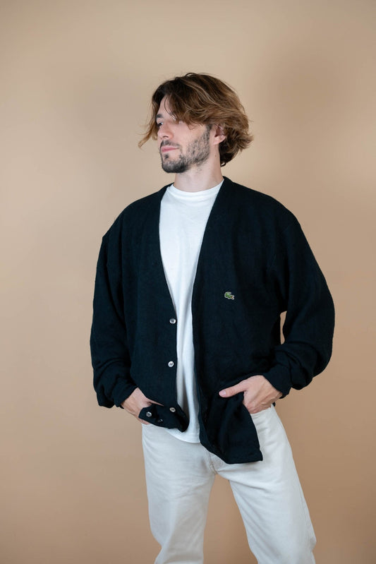 Cardigan Lacoste Vintage ref: 1648 - NOIR - 3XL - amifrip - Friperie en ligne et vêtements vintage