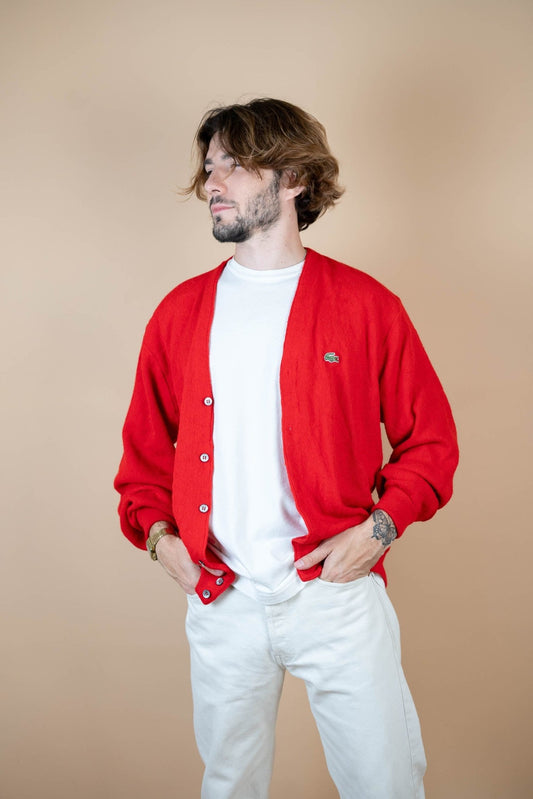 Cardigan Lacoste Vintage ref: 1649 - ROUGE - L - amifrip - Friperie en ligne et vêtements vintage