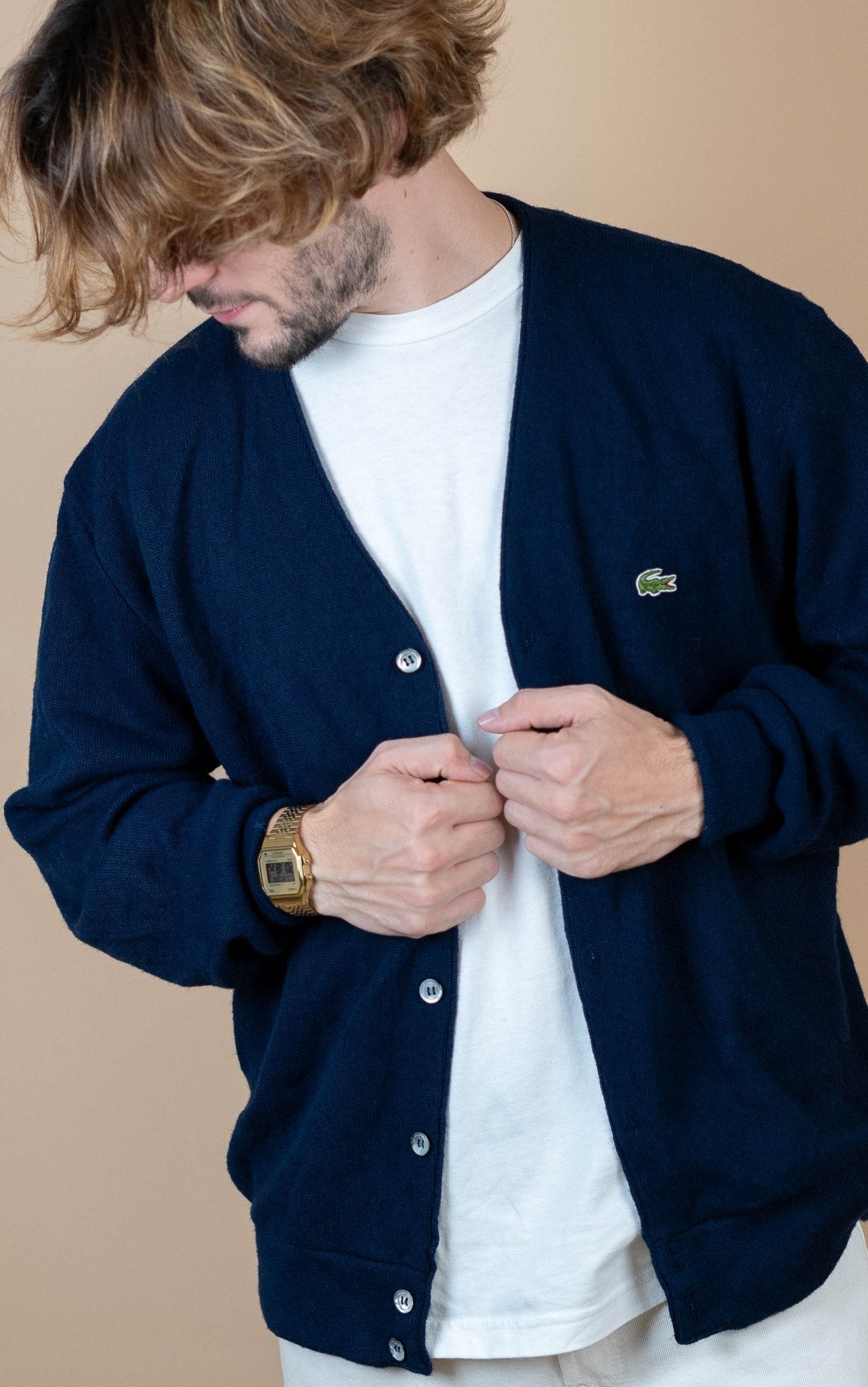 Cardigan Lacoste Vintage ref: 1650 - BLEU MARINE - L - amifrip - Friperie en ligne et vêtements vintage
