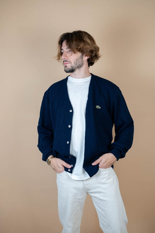 Cardigan Lacoste Vintage ref: 1650 - BLEU MARINE - L - amifrip - Friperie en ligne et vêtements vintage