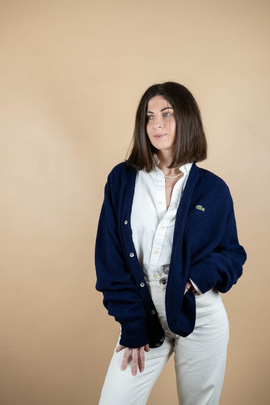 Cardigan Lacoste Vintage ref: 1651 - BLEU MARINE - XL - amifrip - Friperie en ligne et vêtements vintage