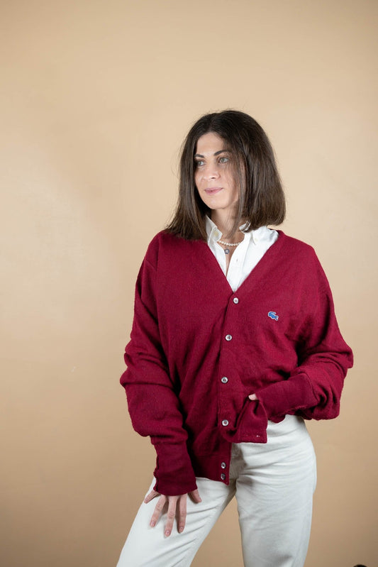 Cardigan Lacoste Vintage ref: 1654 - BORDEAUX - L - amifrip - Friperie en ligne et vêtements vintage