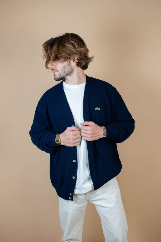 Cardigan Lacoste Vintage ref: 1657 - BLEU MARINE - XL - amifrip - Friperie en ligne et vêtements vintage