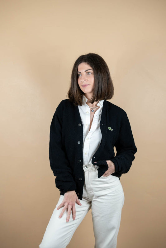 Cardigan Lacoste Vintage ref: 1658 - NOIR - M - amifrip - Friperie en ligne et vêtements vintage