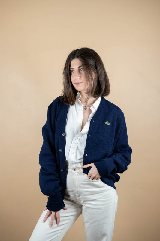 Cardigan Lacoste Vintage ref: 1659 - BLEU MARINE - L - amifrip - Friperie en ligne et vêtements vintage
