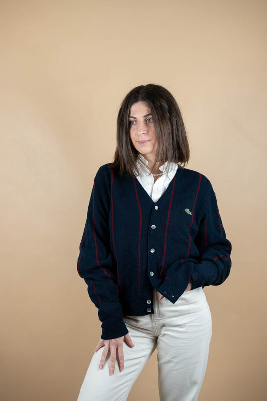 Cardigan Lacoste Vintage ref: 1663 - BLEU MARINE - L - amifrip - Friperie en ligne et vêtements vintage