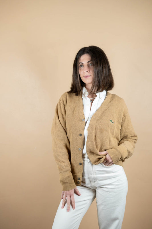 Cardigan Lacoste Vintage ref: 1666 - BEIGE - M - amifrip - Friperie en ligne et vêtements vintage