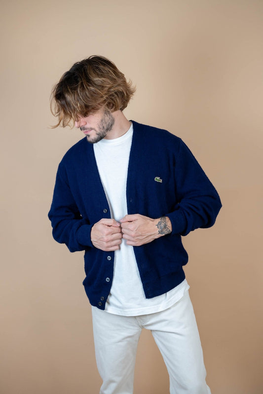 Cardigan Lacoste Vintage ref: 1667 - BLEU MARINE - S - amifrip - Friperie en ligne et vêtements vintage