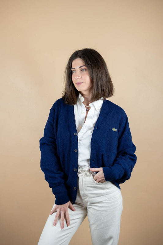 Cardigan Lacoste Vintage ref: 1670 - BLEU MARINE - L - amifrip - Friperie en ligne et vêtements vintage