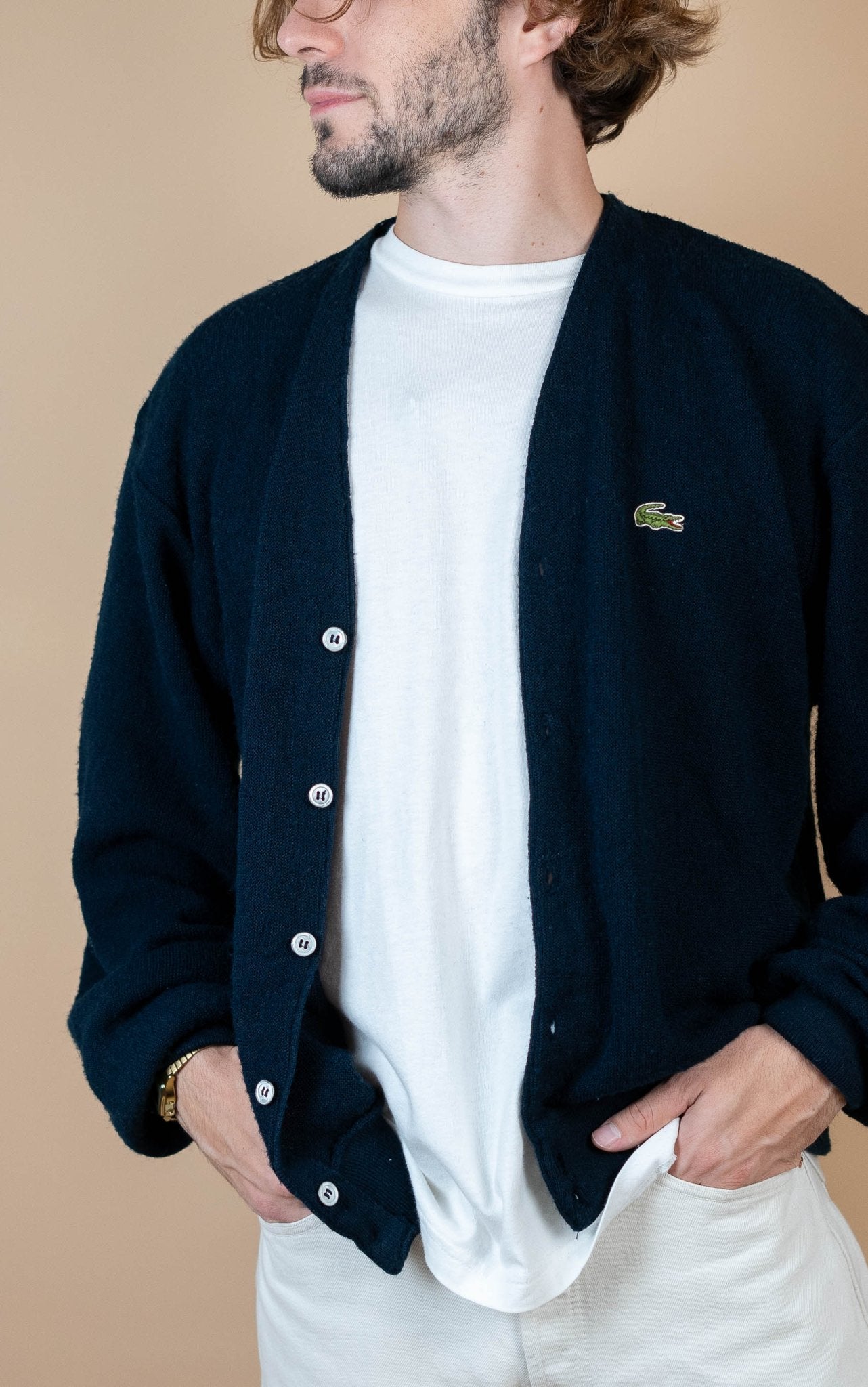 Cardigan Lacoste Vintage ref: 1672 - NOIR - L - amifrip - Friperie en ligne et vêtements vintage