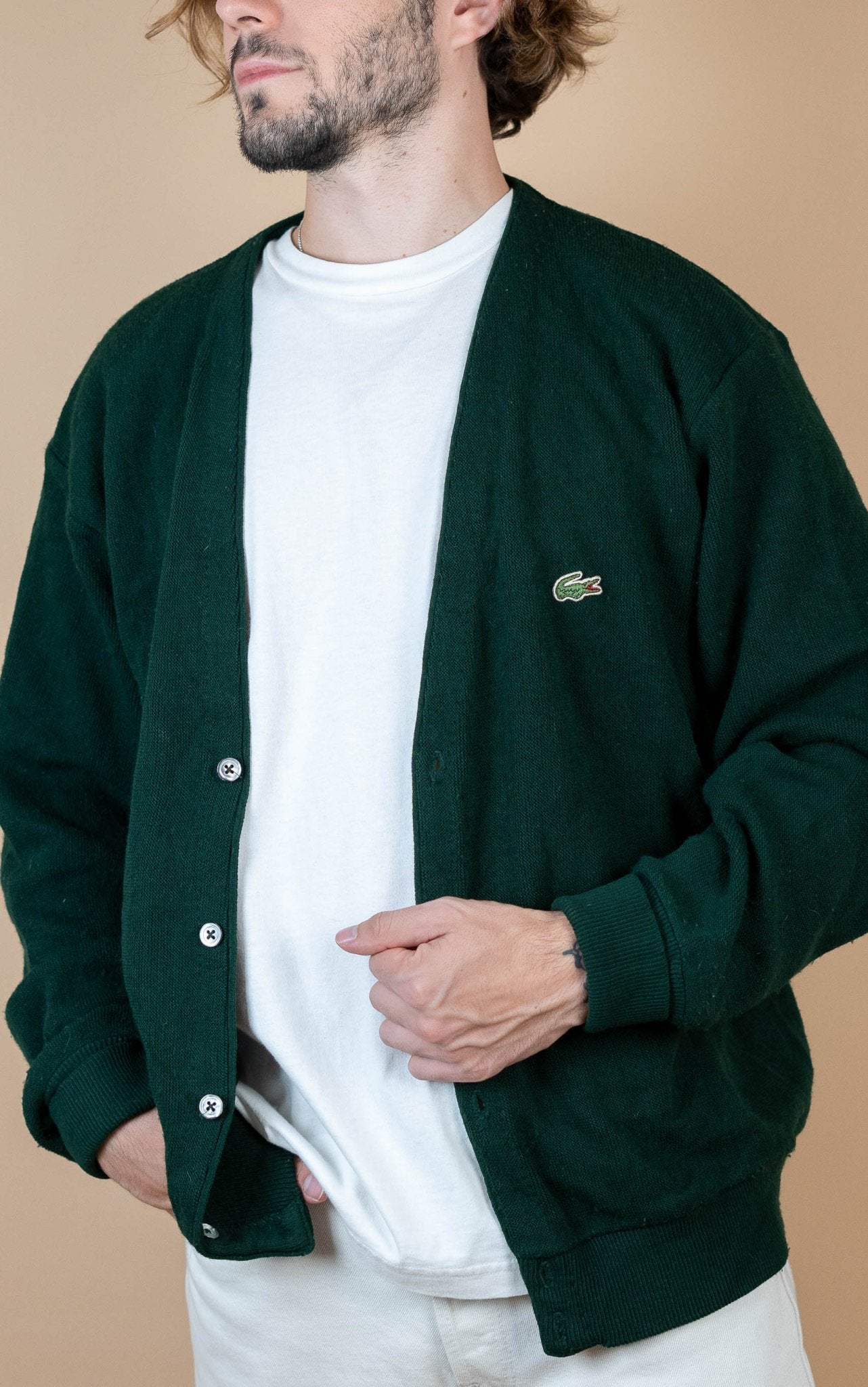Cardigan Lacoste Vintage ref: 1677 - VERT - L - amifrip - Friperie en ligne et vêtements vintage